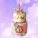 2 Tier - Floral Unicorn Fondant Cake