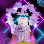 2 Tier - Shimmery Pearl Purple Ribbon Cake