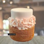 2 Tier - Flower Ruffles and Rose Gold Glitter Sequins Fondant Cake