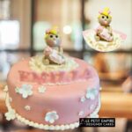 Baby Girl with Teddy Bear Cake