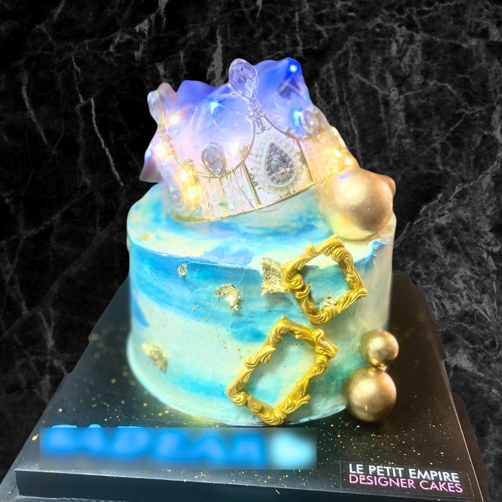 Gold Frames Tiara with LED Lights Princess Cake b Gold Frames Tiara with LED Lights Princess Cake - Image 1