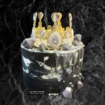 Marbled Black Silver Princess Tiara Diamonds [Drip Cake]