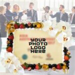 Sugar Art Orchid Flower and Fresh Fruits Design [Corporate Event Photo Company Logo Cake]