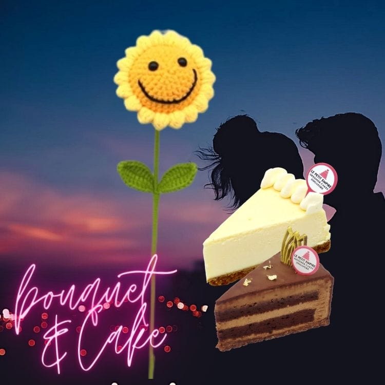 COMBO Flower + 2 Slice Cake 笑脸毛线花 蛋糕片 Smiley Crochet Flower 🔥COMBO Flower + 2 Slice Cake 笑脸毛线花 蛋糕片 Smiley Crochet Flower - Image 1