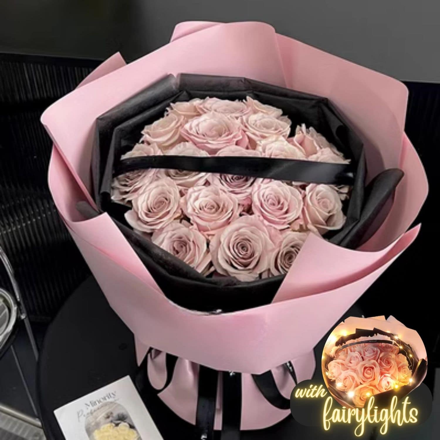 #FB18 Black Pink Preserved Soap Rose Bouquet 黑粉色温柔晚风玫瑰永生花香皂花束 #FB18 Black Pink Preserved Soap Rose Bouquet 黑粉色温柔晚风玫瑰永生花香皂花束 - Image 1