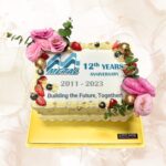 Flower with Berries and Gold Flakes [Corporate Event Photo Company Logo Cake] - Image 2
